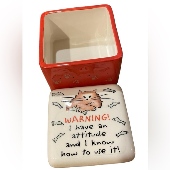 💠 Ceramic Cat Attitude trinket container - Picture 4 of 5
